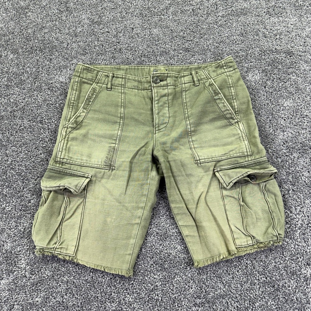 American Eagle Cargo Shorts Womens 2 Green Canvas Pockets Outdoor Casual